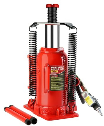 20 Ton Air Hydraulic Bottle Jack, with Manual Hand Pump Used for The Maintenance of Automobiles, Agricultural Vehicles, Heavy Trucks, Mobile Machinery, and Heavy Equipment (Red-20 Ton)