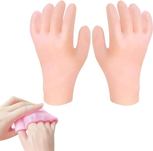 Overnight Hand Mask, Intensive Hand Moisturizing and Repairing Gloves, Sleeping Spa Silicone Gloves Hand Moisturizer Care, Washable Moisture Gloves for Women Men (Skin color)