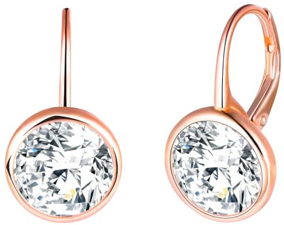CONILOK Zirkon Ohrringe Silber 925 Creolen Ohrhänger Silber/Rosegold/Gold/Blau/Lila/Rot/Rosa 10MM Damen Schmuck Ohrring Geschenke für Frauen Mädchen Freundin Mama Geburtstag Weihnachtstag Valentinstag