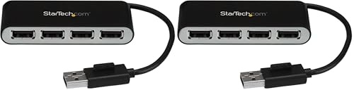 StarTech.com 4 Port USB 2.0 Hub - USB Bus Powered - Portable Multi Port USB 2.0 Splitter and Expander Hub - Small Travel USB Hub (ST4200MINI2) (Pack of 2)
