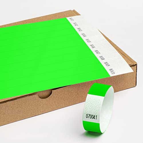 Einlassbänder aus Tyvek ohne Aufdruck 500 Stück - 19x255 mm Neongrün | Events & Party Eintrittsbänder - starke Klebstoffbindung -Selbstklebend und Wasserdicht Festival Armbänder - Club Bänder