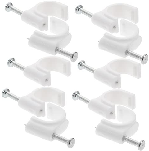 HEMOTON 500 Stück Netzkabelschnalle Kabelclip Kabelorganisator tv cable Klammern für Koaxialkabel Kabelklammern mit Stahlnagel draussen Ethernet Stahldraht Drahtklemme Kabelklemme Weiß