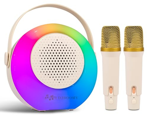 Wireless Mini Karaoke Machine for Kids: Portable Bluetooth Speaker Set with 2 Microphones Colorful Lights - Singing Karaoke System Music Gifts for Girls Boys Birthday Christmas