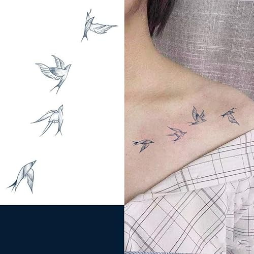 2 Pieces Of Juice Herbal Temporary Tattoo Fake Tattoo Stickers Semi-Permanent Waterproof And Long-Lasting Female Swallow Collarbone Sexy Lasting For Two Weeks
