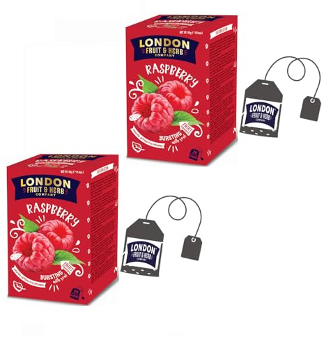 LONDON FRUIT & HERB COMPANY London Fruit® | Infusión de Frambuesa e Hibisco | Sobres individuales de infusión - 2 x 20 filtros (80 gr) | Té de hierbas afrutado sin cafeína