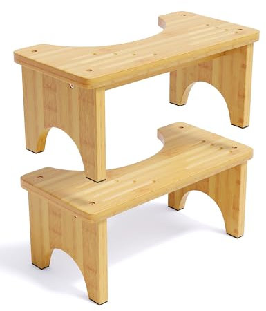 Uaniar Toilettenhocker aus Holz, Hocker, für Erwachsene, Bambus-Kothocker für Badezimmer, 17,8 cm, Töpfchen, Hockhocker für Erwachsene, Holz-Toilettenhocker, Tritthocker für , Badezimmer-Hocker