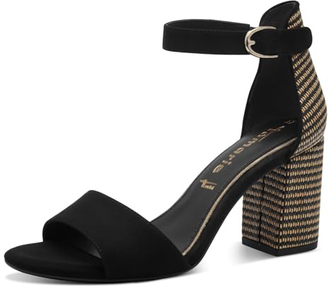 Tamaris dam 1-28356-42 sandal med klack, Svart kam, 40 EU