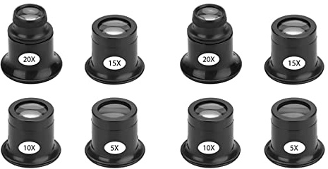 Blmirror 8 STÜCKE Lupe Vergrößern Brillen Lupen Set 5X 10X 15X 20X Uhr Reparatur Lupe Lupe Set Lupe Vergrößern für Uhren Schmuck