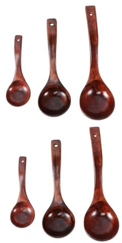 Amosfun 6 Piezas Cucharas De Cocina Cuchara Sopera De Madera