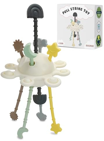 Bosmik – Montessori-Spielzeug 1 2 Jahre – BPA-freier Silikon-Oktopus – Babyspielzeug 6–12 Monate – Baby-Beißring – Kinderspielzeug 1 2 Jahre – originelle Geschenke für Babys 1 Jahr (Beige)