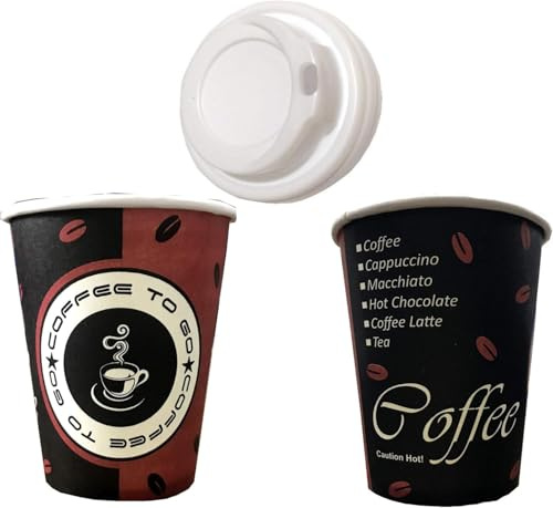 Made in DE 500x 0,2l Kaffeebecher +Deck. Coffee to go Pappbecher 200ml | Hartbecher, kompostierbar Trinkbecher Tee Cup