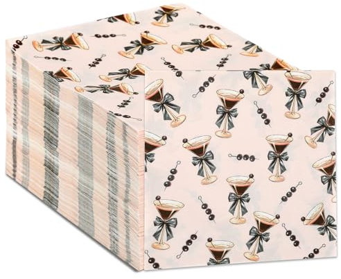 50 PCS Espresso Martini Napkins for Party Supplies Martini Party Disposable Paper Napkins A Tini Bit Older Dessert Ornaments for Bar Bridal Shower and Bachelorette Decor