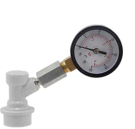 QIUYMGFG bierbrauset Ball Lock Dial Fass Druck Schnelltester 0-60 Psi Bierfass Lecksucher Homebrew Fassabfüllausrüstung Heimbrausystem