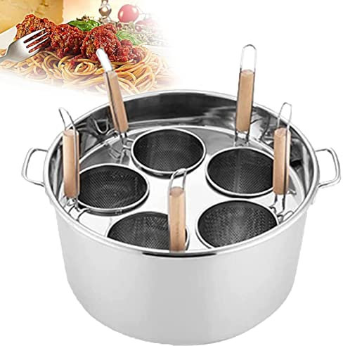 Pentola per La Pasta Cuocipasta 3/4/5 fori Cuocipasta Cuocipasta Utensile da cucina, Cuocipasta in acciaio inox con cestello scolapasta per cucina domestica Ristorante Utensile da cucina, 5