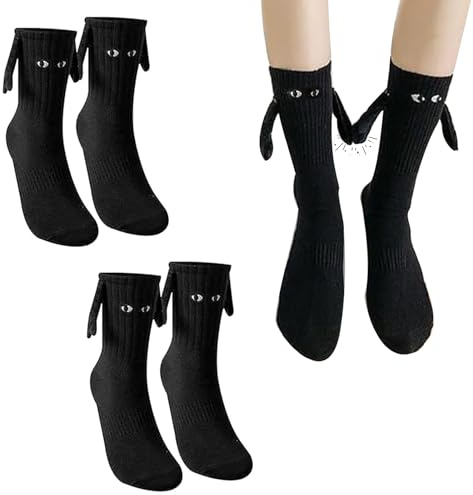 SI SEN 2 Paar Magnetische Socken mit Händen,Unisex Magnetische Hand in Hand Socken,Lustige Socken,Geschenke für Geburtstag Frauen Herren Freunde Familie Partner Paar Kinder Party