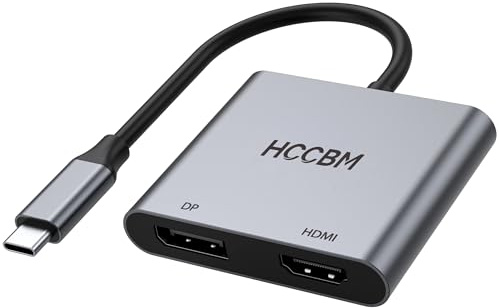 USB C to DisplayPort(DP) and HDMI Adapter 8K, Dual Monitor Adapter for Dell HP Surface Laptops,Thunderbolt 3/USB C Type C to HDMI DP Hub Dongle 4K @60hz.