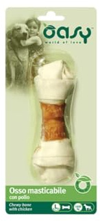 Oasy Snack Cane, gustosi ossetti masticabili per cani di taglia grande gusto Pollo | 2 confezioni da 1 osso l’una.