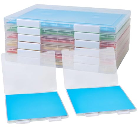 Polegas 6 Pcs A4 File Box Clear Storage Box with White Buckle | Dustproof and Waterproof,Portable Project Case for Office, School, Home
