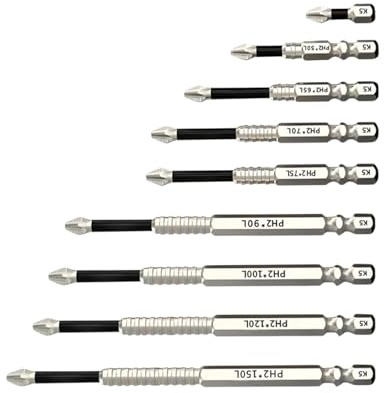 High Magnetic Screwdriver Drill Bit Set, Strong Magnetic Durability Anti Slip Screwdriver Bits, Drill Bit Sets for Precision Drilling and Fastening 25-150mm