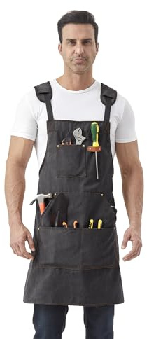 Nanxson Grembiule da Lavoro in Tela, Grembiule Resistente per Falegnameria e Saldatura con Bretelle Larghe, Ideale per Giardinaggio e Falegnami