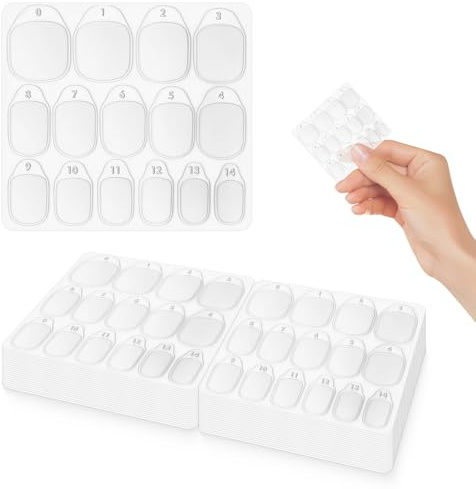 40 Sheets 600 Pcs Nail Sticky Tabs, 15 Sizes Ultra Thin & Waterproof Nail Stickers for Press on, Double Sided Jelly Nails Adhesive Tabs for Manicure