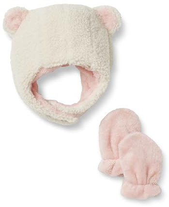 Amazon Essentials x Sofia Grainge Juego de Gorro y Manoplas Unisex Bebés, Marfil, M (12-24 meses)