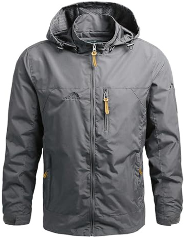 TOFOTL Giacca da Lavoro Carnevale Antipioggia Nero Giacca Moto Pelle Raincoat Spolverino Giubbino 100 Gr Uomo con Tuta Pioggia Catarifrangente Soft Impermeabile Elegante 07-Grigio 3XL