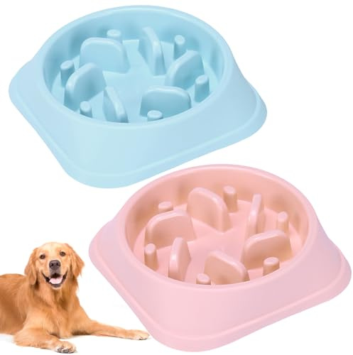 LEBKFT 2-Pack Slow Feeder Dog Bowls,Puzzle Bowls for Puppies and Small Dogs for Slow Eating Anti-Choke No-Spill Feeding and Non-Slip Pet Food Dish to Slow Eating and Improve Digestion