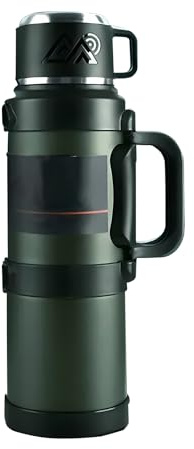 2.5L Vacuum Flask with Handle Insulated Bottles 316 Stainless Steel Water Bottle with Tea Infuser, for Fishing Camping Hot & Cold Drinks Built-in Cup Twist-Pour Stopper BPA-Free