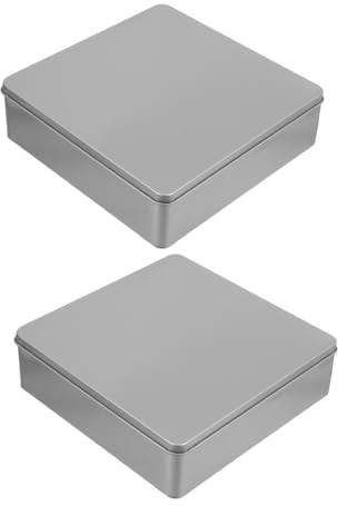 Alipis 2 Große Quadratische Aufbewahrungsboxen Luftdichte Keksdose aus Weißblech mit Großer Kapazität mit Deckel und Elegantem Dekorativem Design für Geschenkverpackung