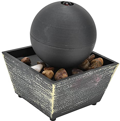 Jelquix Fuente de Bola de Mesa, Fuente de Agua LED Interior con Cable de Alimentación USB, Luz Ambiental Relajante de Escritorio de Piedra para Decoración de Oficina en el Hogar