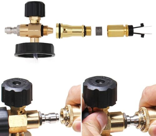Niceminiwall Vasetto in schiuma idropulitrice da 1 l con attacco rapido da 10,2 cm per auto, tetto barca e pulizia esterna, in plastica resistente + PP + struttura in metallo, regolabile (rosso nero