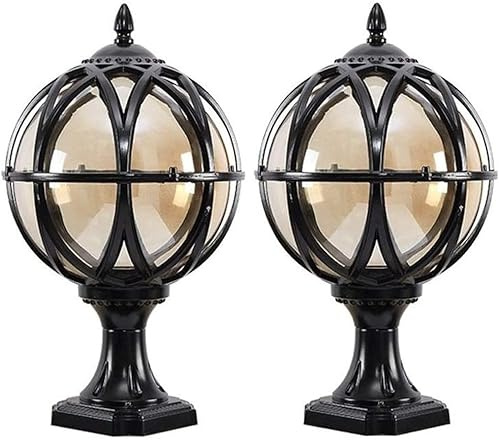 Globe Column Light Lantern Classic Aluminium Die Casting Glass Outdoor Waterproof E27 Pillar Post Lamps -, Luxury