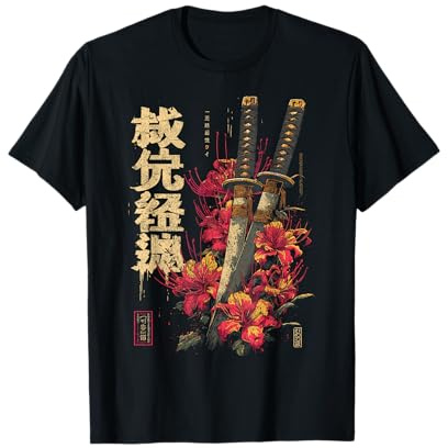 Ragno Rosso Giglio Fiore Katana Spada Anime Giapponese Otaku Maglietta