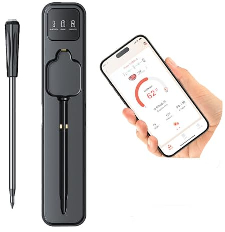 Termometro da cucina senza fili Bluetooth – Termometro da cucina con monitoraggio tramite app con timer e allarme, IP67 impermeabile e resistente all'olio, termometro per barbecue, griglia