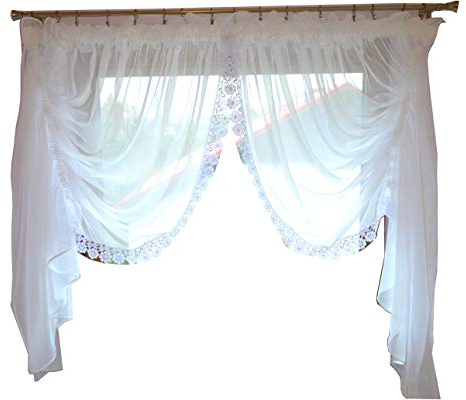 KML LB-11 Fertiggardine aus Voile Set Gardine NEU Weiß Gipüre 150x400 cm