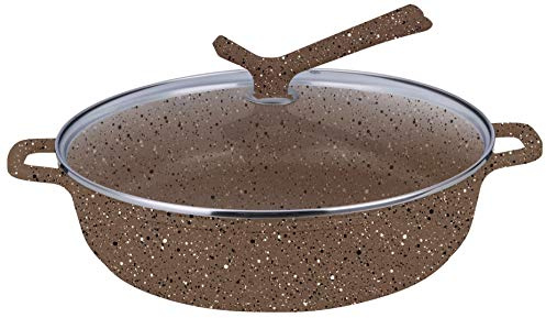 rukauf HQ Premium Bräter Servierpfanne mit Granit Keramikbeschichtung 3 Liter 28cm Durchmesser - Griff mit Design