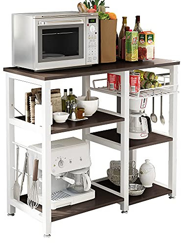 sogesfurniture Küchenregal Standregal Mikrowellenhalter Bäcker Regal, Stabil Metallregal Haushaltsregal Küchenregallagerung platzsparend, 90x40x83cm, W5S-BK-BH