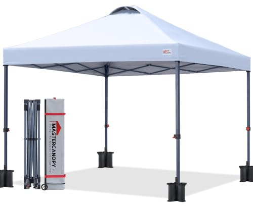 MasterCanopy Pop-up-Pavillon mit Entlüftung, 3x3 Weiß | Schnellaufbau, 3-Fach höhenverstellbar, UPF50+, wasserabweisend, inkl. Tragetasche, für Camping, Events, Garten, Markt
