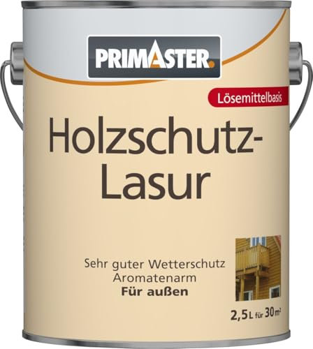 Primaster Holzschutzlasur 2,5L Farblos Wetterschutz UV-Schutz Holzlasur Langzeit