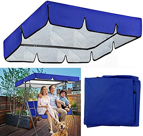 MeTikTok Garden Swing, Pergola Sun Canopy, Rocking Chair, Universal Roof, Garden Bench, Sun Canopy with Removable Roof & Seat Pad, Waterproof And Sun-Proof,Blue,L195 x W125 x H15cm