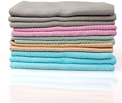 Yisscen Microfibre Cloths Pack of 12 Fish Scales Cleaning Cloth Microfibre Cleaning Cloths Reusable Cleaning Cloths Cloths Tea Towels for Car Kitchen Glasses Window Bathroom Glass (30 x 40 cm)