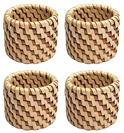 Gewebte Serviettenringe, handgefertigt, natürliche, rustikale Serviettenringe, Bauernhaus-Servietten für Thanksgiving, Weihnachten, Esstischdekoration, Serviettenringe, Rattan