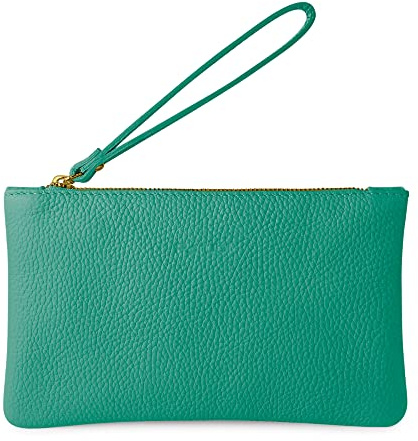 Parubi, Pochette Donna a Mano, In Vera Pelle Morbida, Made in Italy, Modello Aura, Borsetta Piccola Clutch con Laccetto da Polso Per Donna Ragazza Elegante, Verde Smeraldo
