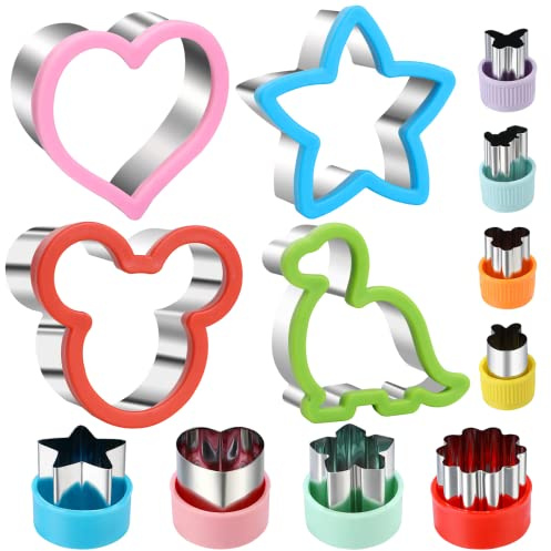Elfkitwang Sandwich Cookie Cutters Set, Dinosaur,Heart,Star,Mouse,Sandwich Knife Cookie Knife Vegetable Cutter Food Grade Cookie Mould.(12Pcs)