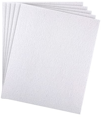 SAVITA 5 Stück 25,4x22,8cm 3mm Dick Filzplatten, Filz Zum Nähen, Steife Filzstoffplatten zum Basteln Hartfilzquadrate für Patchwork Nähen Heimwerken (Weiß)