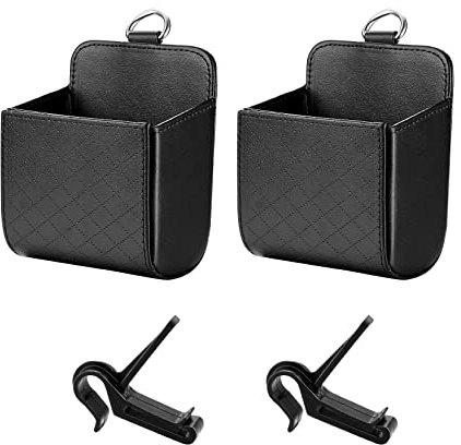 pzihao 2 Stück Auto Organizer Interieur Aufbewahrungsbeutel Auto Air Vent Outlet Organizer Storage Multifunktions Tasche PU Leder für Schlüssel, Münzen