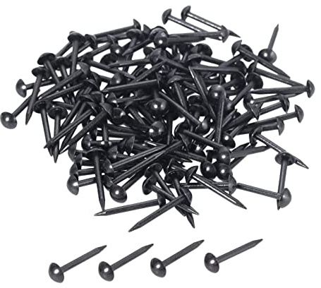 dophee 100Pcs Black Upholstery Nails Tacks, Iron Vintage Round Head Thumb Tacks Push Pin Studs for Furniture Sofa Door Cork Board DIY Projects Home Decoration, 5x17mm/0.20x0.67