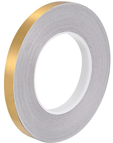 MECCANIXITY Foil Self Adhesive Tile Sticker Decoration Gap Sealing Tape Strip 1/2 Inch x 55 Yards for Wall Floor Ceiling Furniture Edge DIY Home Decor Decal, Gold Tone