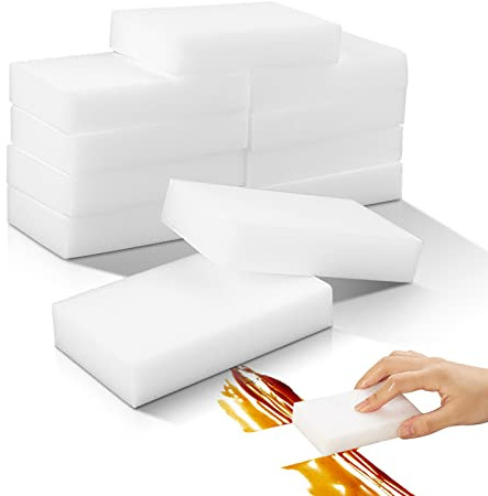 10Pack Melamine Sponges for Multi-Purpose Cleaning - Tough, Durable Magic Sponge Erasers for Use on Sinks, Kitchen, Bathrooms, Walls, Floors, Bathtubs, Shoes, Furniture, Cars - Won't Rip Easily.
